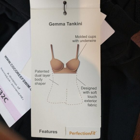 Coco Reef Tankini Top 8/32C Contours Gemma Black Coastal Edge Aztec New - Picture 9 of 10